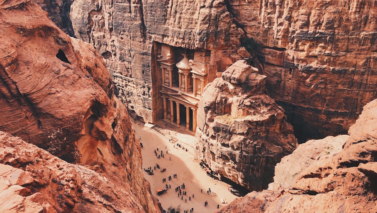 The Treasury at Petra lit by morning light in spring